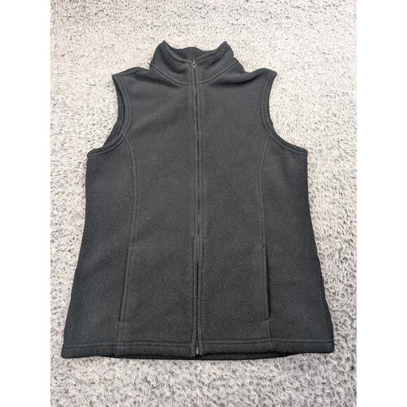 LL Bean Vest Womens Small Black Polyester Fleece Full Zip Gorpcore Hiking Walk - Picture 1 of 7